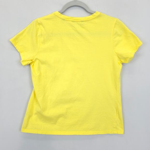 Draper James Rsvp Shirt Embroidered Tee Women S Yellow Short Sleeve Crewneck - Picture 2 of 9